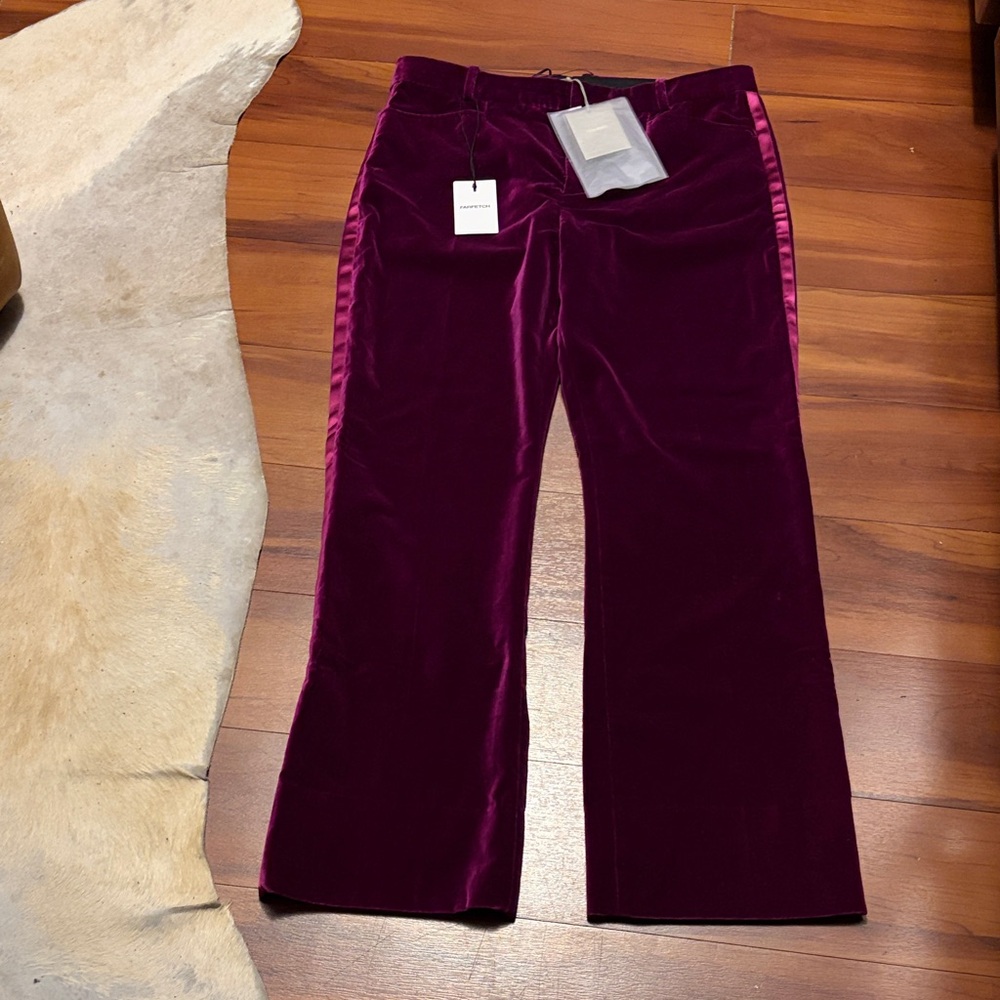 Tom Ford Midnight Purple Velvet Velour Wide Pants Trousers Size 44 NWT Farfetch